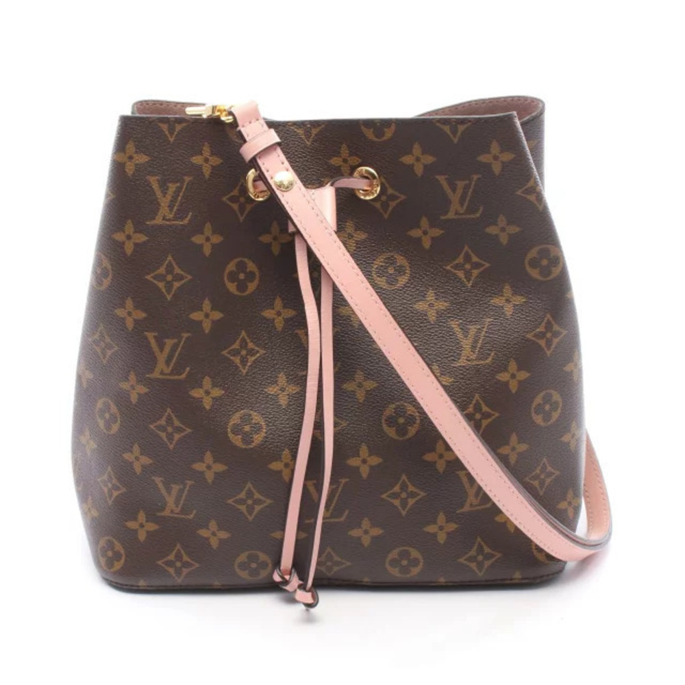 Louis Vuitton Neo Noe Shoulder Bag Canvas Leather Monogram Brown Pink